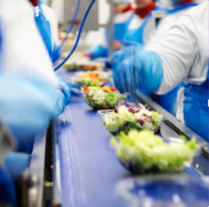 checkweighing in a salad production facility